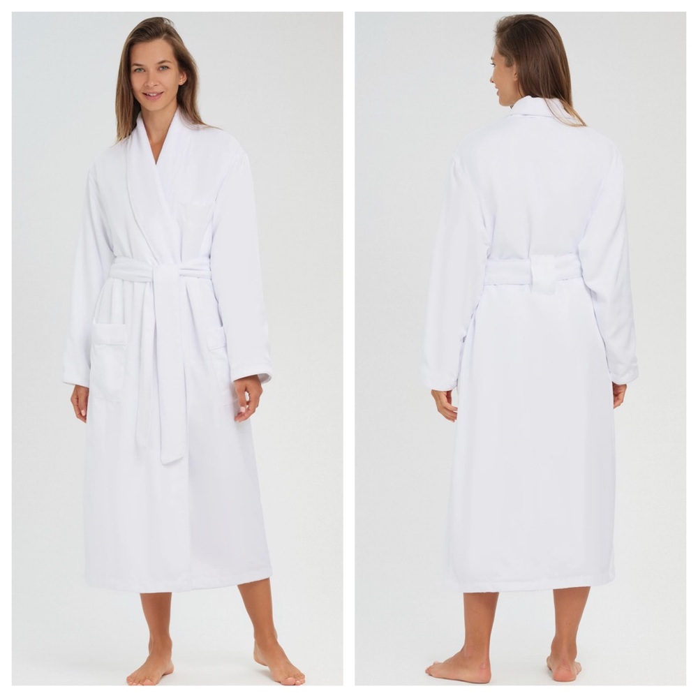 Monarch Cypress Microfiber Shawl Robe Lined in Plush White